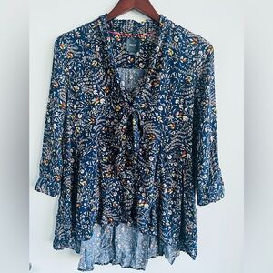 Maeve Navy Floral Blouse with Multicolor Accents